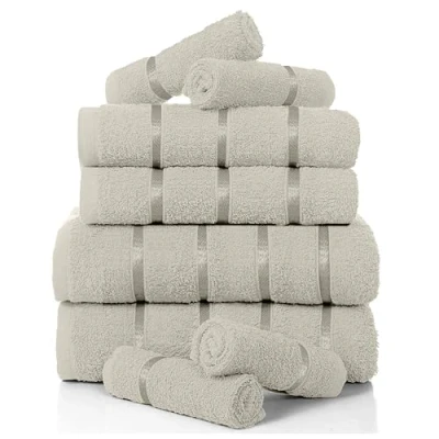 Image of GC GAVENO CAVAILIA Egyptian Cotton Towel Bale Set, Highly Absorbent &amp; Quick Dry Towels For Bathroom, (2 Hand 2 Bath 4 Face) 8 Piece Cream Set