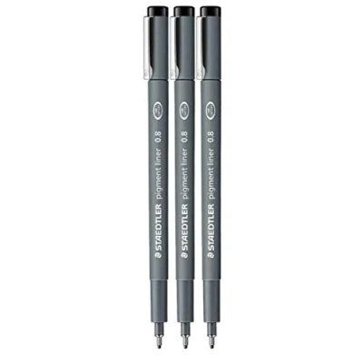 Image of Staedtler 0.8 mm Pigment Liner Fineliner Sketching Drawing Drafting Pens Pack of 3