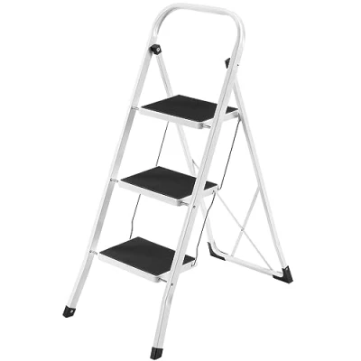 Image of VonHaus 3 Step Ladder Premium Quality Folding for DIY and Gardening Anti Slip Feet, Easy to Store Ladder, 150KG Max Capacity Durable Steel