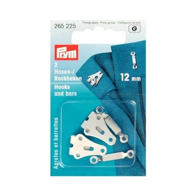 Image of Prym PRYM_265225 1 Trouser and Skirt Hooks/Bars Silver col 12 mm