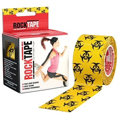 Image of Rocktape Kinesiology Tape Athletes, Water Resistant, Reduce Pain &amp; Injury Recovery, 5cm x 5m, Uncut, BioHazard