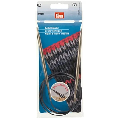 Image of Prym Circular Knitting Needle, Brass, Silver, 6 mm