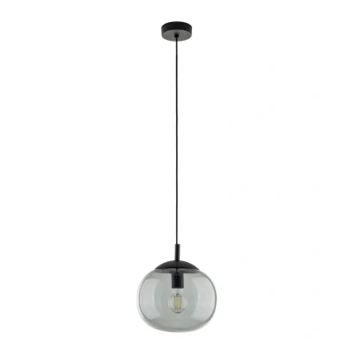 Image of TK Lighting Vibe pendant light, graphite grey transparent glass, Ø 25 cm