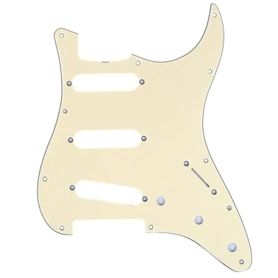 Image of Musiclily Pro 11 Hole 62 Vintage SSS Strat Pickguard for American Stratocaster Electric Guitar, 3Ply Cream