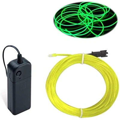 Image of EL Wire Lime Green, 32.8ft/10m Neon Lights Portable Glowing Strobing Electroluminescent for Parties, Halloween, Christmas, DIY Decoration