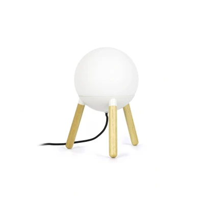 Image of Mine 1 Light Table Globe Lamp White, Wood, E27