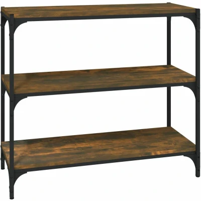 Image of vidaXL Book Cabinet Smoked Oak 80x33x70.5 cm Engineered Wood and Steel