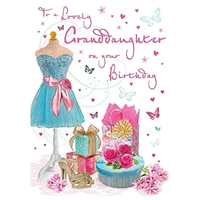 Image of Piccadilly Greetings Birthday Card Granddaughter 9 x 6 inches Regal Publishing, yellowgreypeachpink