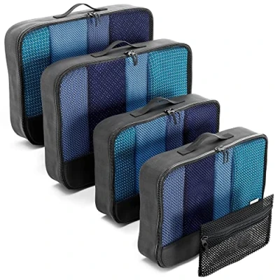 Image of OW Travel Easy to Organise Packing Cubes for Suitcases. 2 Medium Large and Zipper Organiser Bag Backpack Luggage.Travel Accessories Gifts Holiday Essentials. 5Pcs Black