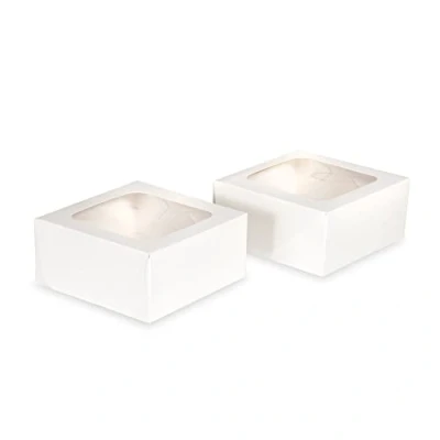 Image of Anniversary House White Square Treat Boxes with Window Pack of 2