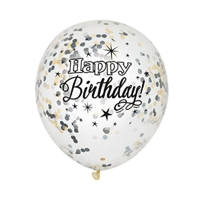 Image of Unique Party 58285 Foil Silver Glittering Birthday Confetti Balloons, Pack of 6