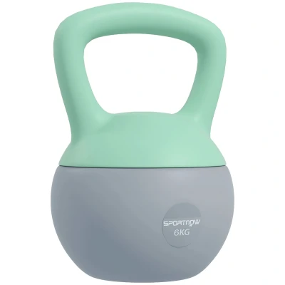 Image of SPORTNOW Soft Kettlebell, 6kg Kettle Bell with Non Slip Handle for Home Gym Weight Lifting and Strength Training, Grey Green