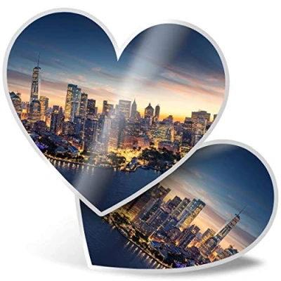 Image of 2 x Heart Stickers 7.5 cm New York City Skyline Landscape Fun Decals for Laptops,Tablets,Luggage,Scrap Booking,Fridges, #21939