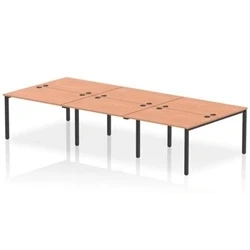 Image of Impulse Bench B2B 6 Person 1200 Black Frame Office Desk Beech