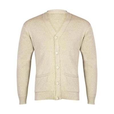 Image of JBC Collection Mens Long Sleeve V Neck Button Front Cardigan Smart Casual Full Buttoned Cardi Jumper Plain Colour Black Navy Grey Beige