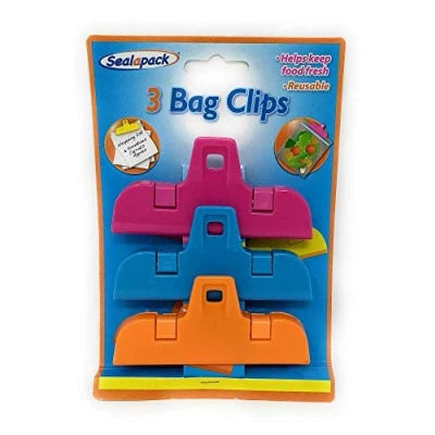 Image of Sealapack SAP1069, 3PC LARGE BAG CLIPS KITCHEN STORAGE FOOD FRESH FREEZER FRIDGE PLASTIC SEAL NEW, Clear, 18.0 cm*12.5 cm*2.5 cm
