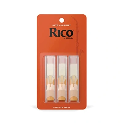 Image of D’Addario Woodwinds Rico Alto Clarinet Reeds for Crafted Beginners, Students, Educators Strength 3.0, Pack of 3