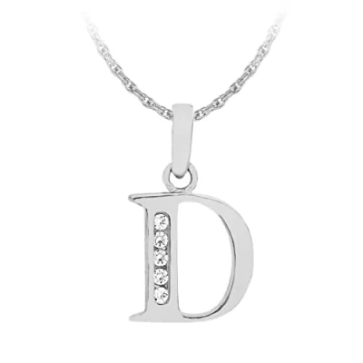 Image of Carissima Gold Women&#039;s 9 ct White Cubic Zirconia Initial D Pendant on 0.8 mm Prince of Wales Chain Necklace Length 46 cm/18 Inch