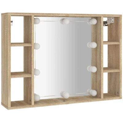 Image of vidaXL Mirror Cabinet with LED Sonoma Oak 76x15x55 cm