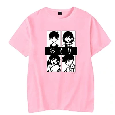 Image of Omori Tshirt Unisex,Men’s Short Sleeves T Shirt Game,Tee Crew Neck Harajuku Casual Top Pink