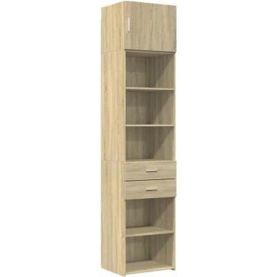 Image of vidaXL Slim Storage Cabinet Sonoma Oak 50x42.5x225 cm Engineered Wood