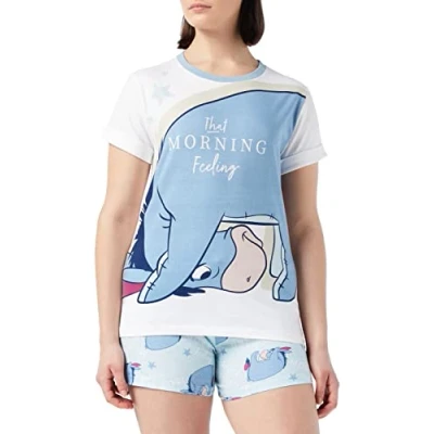 Image of Disney Womens Eeyore Pyjamas Short Summer PJs, Sizes UK 8 to 22, Official Merchandise (as8, numeric, numeric_12, numeric_14, regular, regular) White