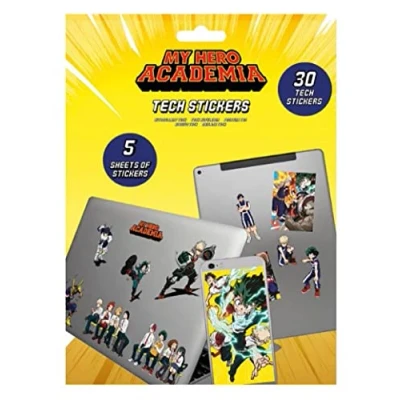 Image of My Hero Academia Tech Stickers, Set of 30 Anime Stickers for Laptops, Mobile Phones and Tablets, Device Children, Adults Official Merchandise