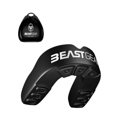 Image of Beast Gear Mouth Guard/Gum Shield for Boxing, MMA, Rugby, Muay Thai, Hockey, Judo, Karate Martial Arts and All Contact Sports (Black, Adult (11+))