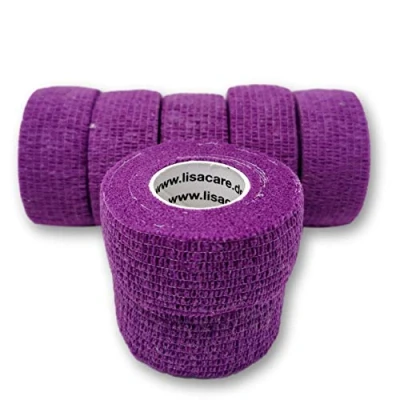 Image of Colourful Mix 7 Pieces LisaCare Plaster Bandage, Finger plasters, Roller Elastic plasters Children&#039;s Without Adhesive and Latex Free (Purple)