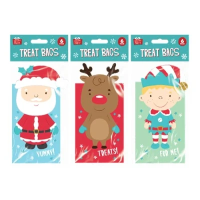 Image of Gem 3D Christmas Character Xmas Party Treat Bags Pack of 6