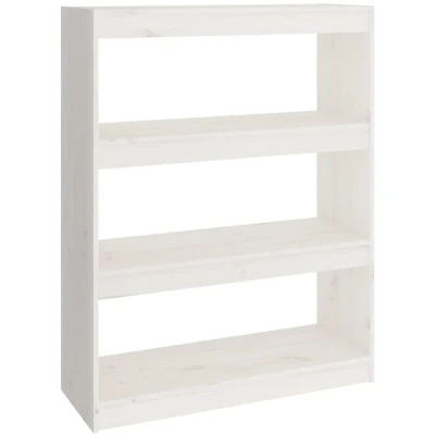 Image of vidaXL Book Cabinet/Room Divider White 80x30x103.5 cm Solid Wood Pine