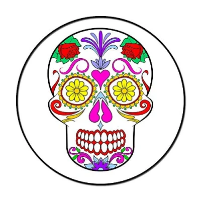 Image of Pack of 12 38mm Round pre Cut Edible Wafer Day The Dead Broken Heart (Dia de Muertos) Decorations by CDA Products 201 932 Great as Cupcake Toppers