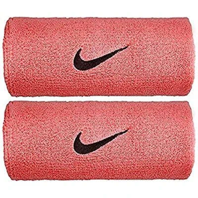 Image of Nike Unisex Adult Swoosh Doublewide Sweatbands, Pink Gauze/Oil Grey, One Size