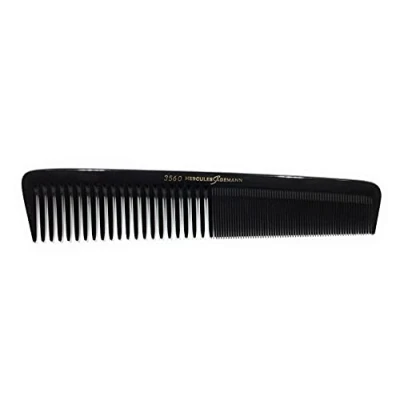 Image of Hercules Sägemann 3560 Professional Hair Cutting Comb Strong Natural Rubber with 2 Teeth Coarse + Fine 7.25 Inches Special Stable Flexible Extra Long