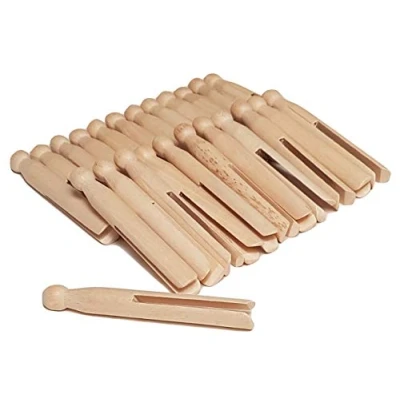 Image of Traditonal Wooden Dolly Pegs Cloths Garment Peg Washing Lines Natural Craft Beech Wood (24)