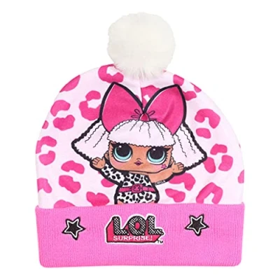 Image of LOL Surprise Diva Beanie with Pom, Girls, One Size, Pink, Official Merchandise