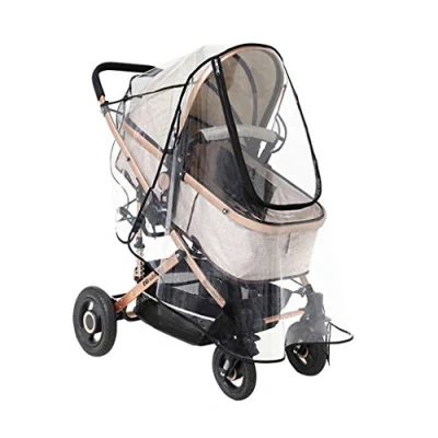 Image of geneic Universal Stroller Rain Cover Trolley Umbrella Raincoat Side Ventilation Weather Shield Baby Car Accessories
