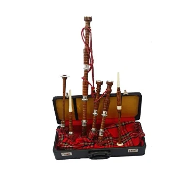Image of New Great Highland Bagpipes Natural Rosewood Silver Amounts/Full Size Bagpipe/Scottish Hard Case/Dudelsack/Gaita