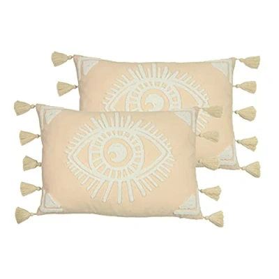 Image of furn. Ashrame Eye Twin Pack Polyester Filled Cushions, Blush, 35 x 50cm