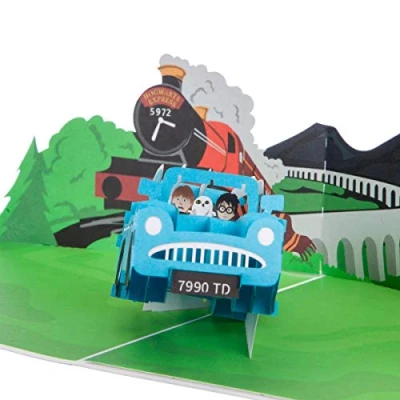 Image of Cardology Flying Ford Anglia Pop Up Card Harry Potter Birthday Officially Licensed Wizarding World Merchandise (Flying Anglia)