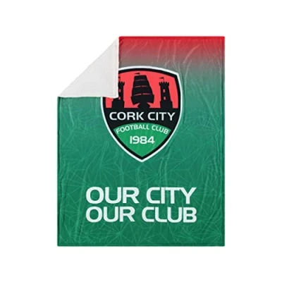 Image of FOCO Legue of Ireland Premier Division Football Cork City Fan Sherpa Plush Blanket Throw