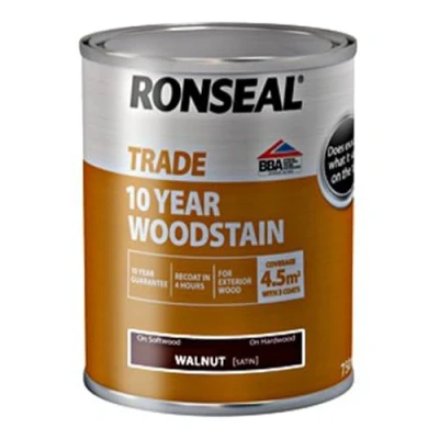 Image of Ronseal Trade10 Year Woodstain WALNUT 750ml