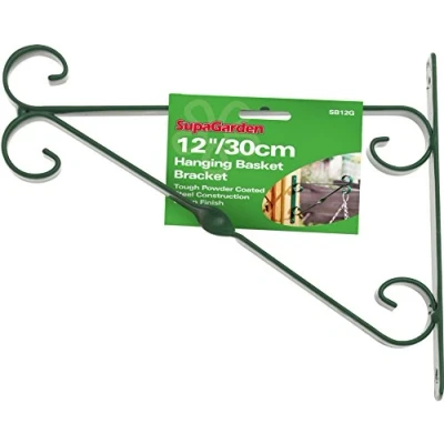 Image of SupaGarden Hanging Basket Bracket 30cm/12&quot; Green Strong For