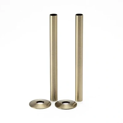 Image of Milano Modern Brushed Gold 15mm Heated Towel Rail Radiator Pipe Connector Kit
