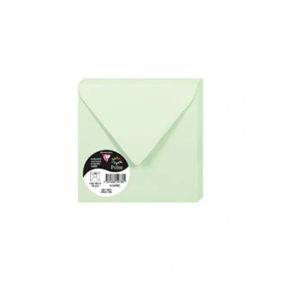 Image of Clairefontaine Ref 5478C Pollen Envelopes (Pack of 20) 140 x 140mm Sized, 120gsm Paper, Gummed Seal, Inkjet &amp; Laser Printer Compatible, Acid Free Green