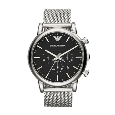 Image of Emporio Armani Watch for Men, Quartz Chronograph Movement, 46 mm Silver Stainless Steel Case with a Strap, AR1808