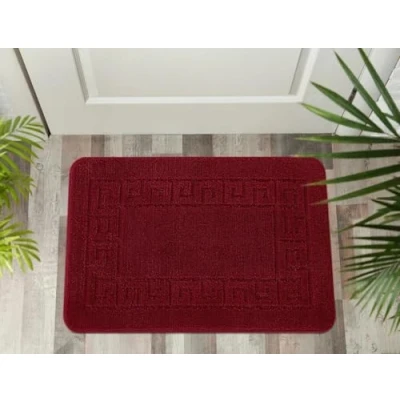 Image of THL Non Slip Rug Gel Backed Runner Carpet Plain Solid Colour Normal Pile Floor Mat Door (Red, 40 x 60 cm)