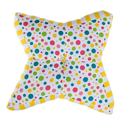 Image of HOMESCAPES Multi coloured Star Floor Cushion Large Decorative Children’s &amp; Garden Seat Pad with Polka Dot Pattern, Pre Filled 100% Cotton Indoor and Outdoor Cushion, 48cm