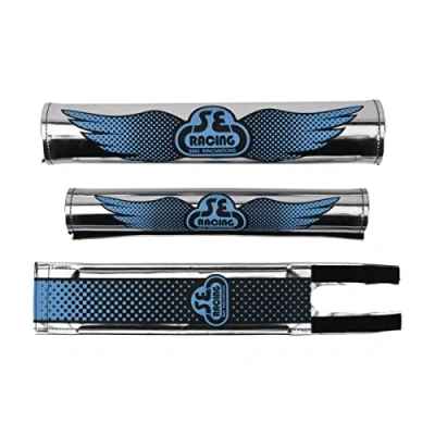 Image of SE Bikes Wing Padset Chrome Black Blue
