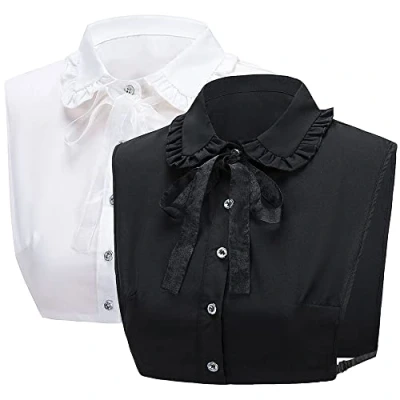 Image of LoudSung Fake Collar Detachable Half Shirt Blouse False Floral Lacing Top Elegant Lovely Design for Women Girls
